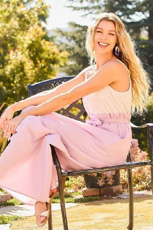 Striped Print Cami Sol Top Hi-waist Skirt Side Pocket Maxi Dress Trendy Floral Print Maxi Dress
