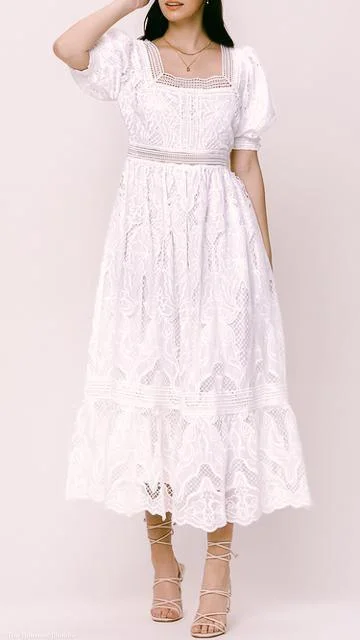 Jordi Puff Sleeve Square Neck Broderie Anglaise Lace Maxi Dress Stylish Empire Waist Maxi Dress Jordi Puff Sleeve Square Neck Broderie Anglaise Lace Maxi Dress Stylish Empire Waist Maxi Dress