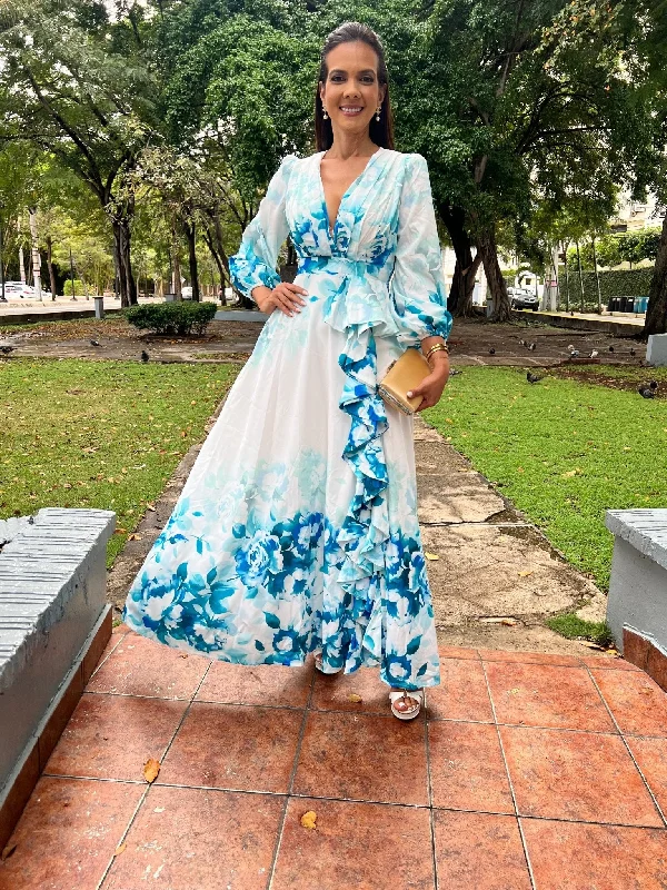 The Princess Maxi Dress Blue Fashionable Sheer Maxi Dress