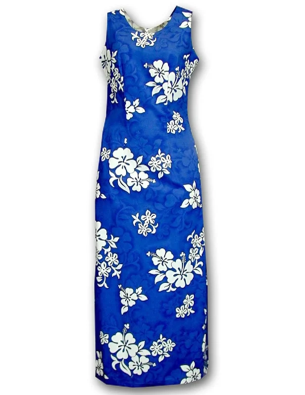 Tropical Hibiscus Sleeveless Long Maxi Dress Comfortable Fitted Maxi Dress