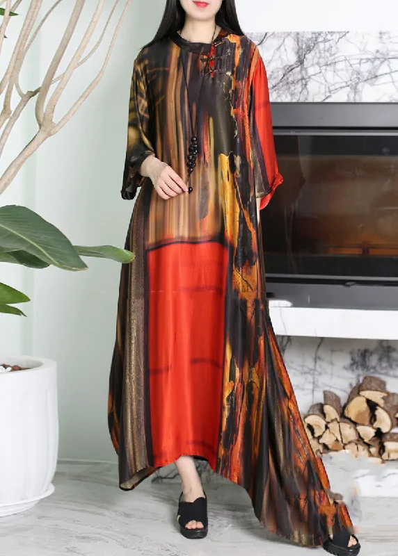 Vogue Red O-Neck Asymmetrical Print Silk Maxi Dress Summer Stylish One-Shoulder Maxi Dress Vogue Red O-Neck Asymmetrical Print Silk Maxi Dress Summer Stylish One-Shoulder Maxi Dress