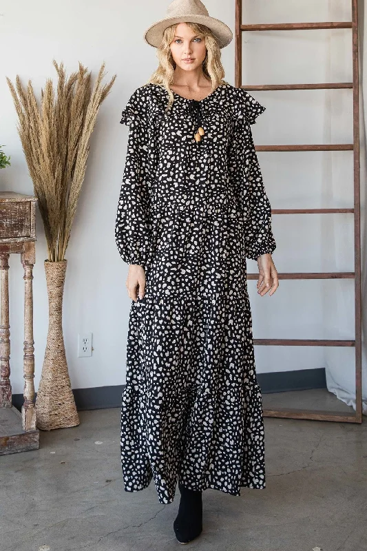 Bohemian Maxi Dress in Black Cozy Wrap Maxi Dress