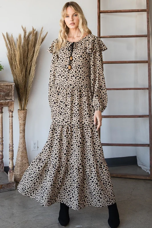 Bohemian Maxi Dress in Dark Mocha Chic Button-Up Maxi Dress