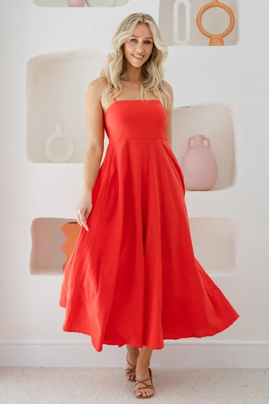 Xanthe Maxi Dress Red Hot Stylish V-Neck Maxi Dress