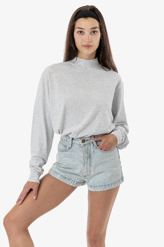 1827GD Unisex - Oversized Long Sleeve High Mockneck T-Shirt Zippered Front Buttoned Front Snap Front 1827GD Unisex - Oversized Long Sleeve High Mockneck T-Shirt Zippered Front Buttoned Front Snap Front