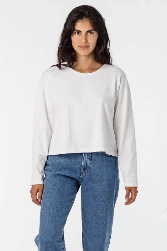 1839GD - Long Sleeve Garment Dye Cropped T-Shirt Fitted T-Shirt Seamless Stretchy