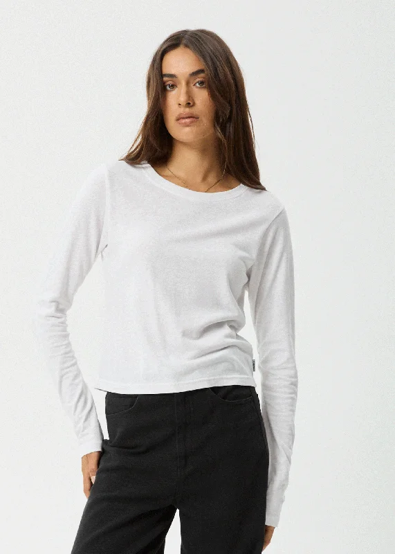 AFENDS Womens Elevate - Long Sleeve Tee - White Nylon Fabric Polyester Fabric Spandex Fabric AFENDS Womens Elevate - Long Sleeve Tee - White Nylon Fabric Polyester Fabric Spandex Fabric