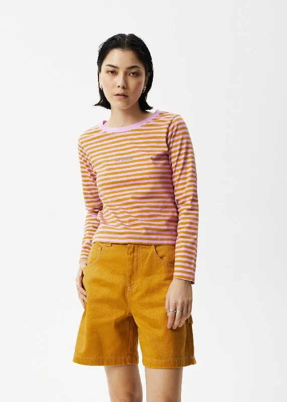 AFENDS Womens Jain - Long Sleeve T-Shirt - Candy Stripe Modern Contemporary Chic