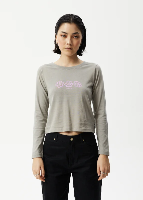 AFENDS Womens Lily - Long Sleeve Graphic T-Shirt - Olive Fitted T-Shirt Seamless Stretchy AFENDS Womens Lily - Long Sleeve Graphic T-Shirt - Olive Fitted T-Shirt Seamless Stretchy