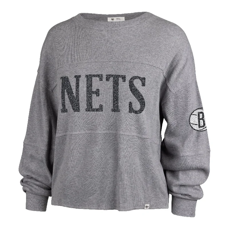 BROOKLYN NETS '47 JADA LONG SLEEVE TEE WOMENS Chenille Blend Fleece Blend Nylon Blend BROOKLYN NETS '47 JADA LONG SLEEVE TEE WOMENS Chenille Blend Fleece Blend Nylon Blend