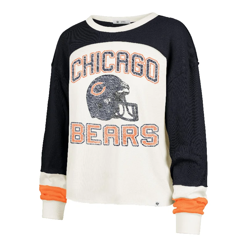 CHICAGO BEARS HISTORIC GRIDIRON CURVE '47 TONI LONG SLEEVE TEE WOMENS Polka Dot Checkered Tartan CHICAGO BEARS HISTORIC GRIDIRON CURVE '47 TONI LONG SLEEVE TEE WOMENS Polka Dot Checkered Tartan