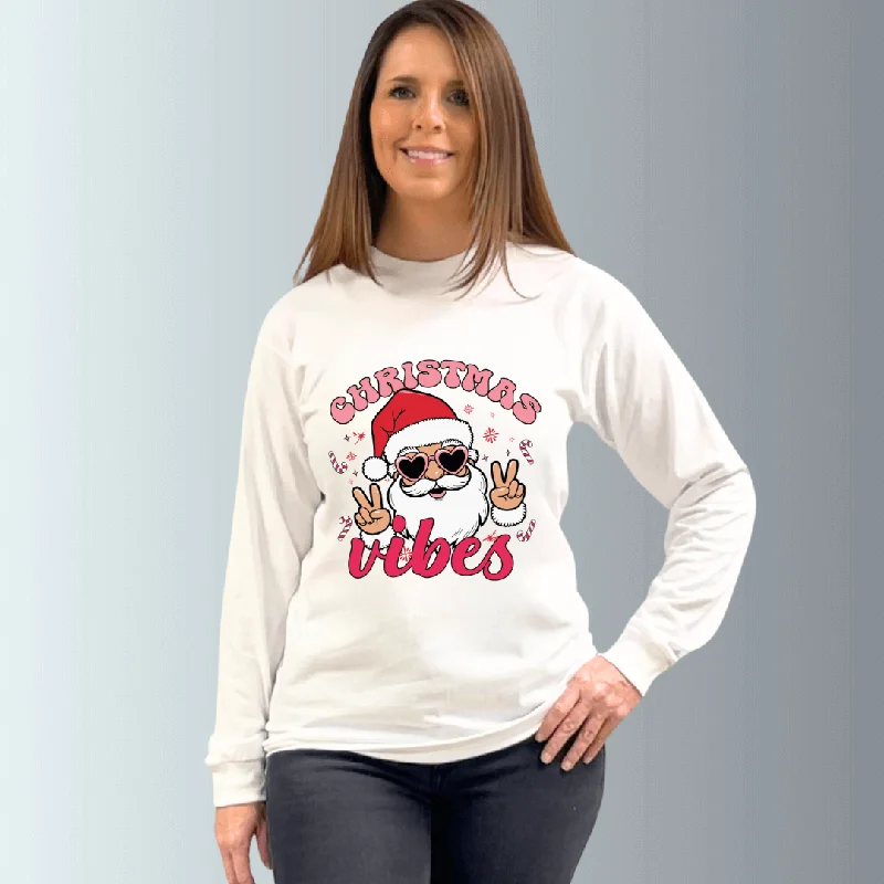 Christmas Vibes Graphic Tee Made in USA Silk Blend Satin Velvet