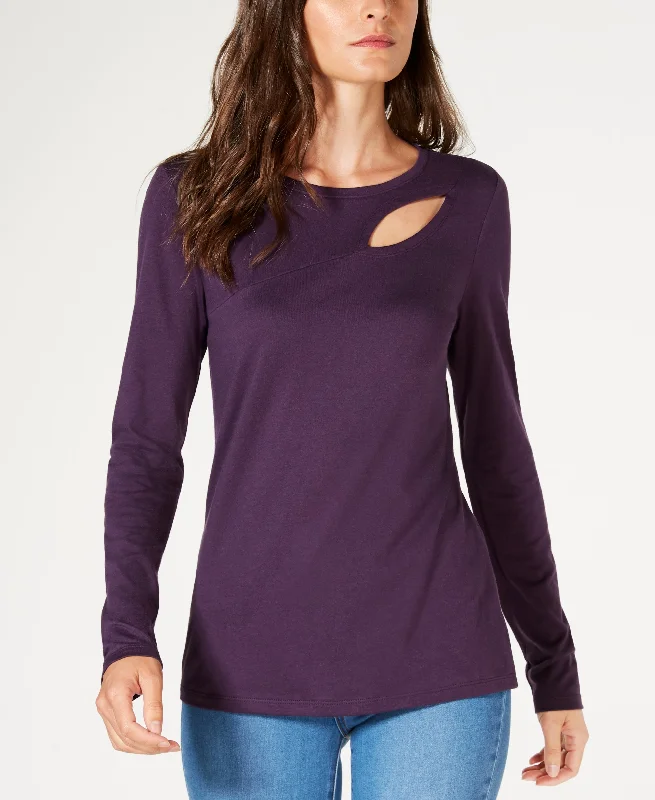 Cutout Long Sleeve T-Shirt Thin T-Shirt Open Front Quick Dry