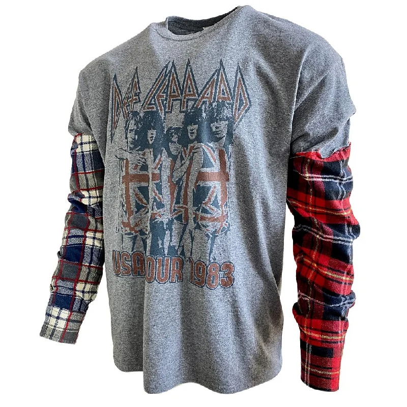 Def Leppard Unisex Tee/Flannel Combo Faux Fur Fabric Real Fur Fabric Shearling Fabric Def Leppard Unisex Tee/Flannel Combo Faux Fur Fabric Real Fur Fabric Shearling Fabric