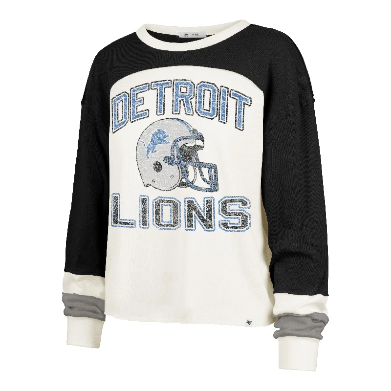 DETROIT LIONS HISTORIC GRIDIRON CURVE '47 TONI LONG SLEEVE TEE WOMENS Satin Fabric Silk Fabric Chiffon Fabric DETROIT LIONS HISTORIC GRIDIRON CURVE '47 TONI LONG SLEEVE TEE WOMENS Satin Fabric Silk Fabric Chiffon Fabric