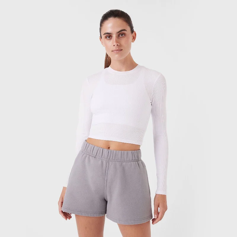 REC GEN - Form Rib Long Sleeve Tee White Hooded Caped Shawl Collar