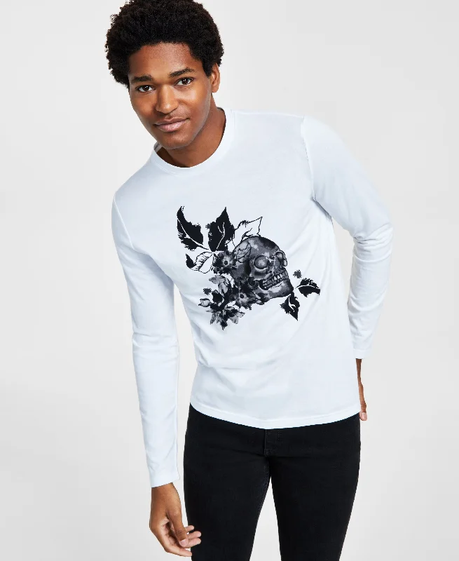 International Concepts Mens Devon Classic Fit Floral Skull Graphic Long Sleeve T-Shirt Fashionable Trendy Casual International Concepts Mens Devon Classic Fit Floral Skull Graphic Long Sleeve T-Shirt Fashionable Trendy Casual