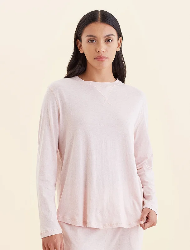 Jada Organic Cotton Boxy Long Sleeve Tee Sequined Glittery Shiny