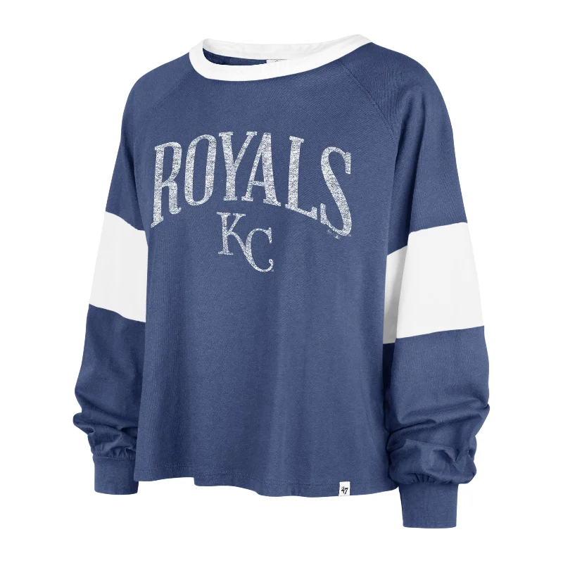 KANSAS CITY ROYALS UPSIDE '47 RHEA LONG SLEEVE TEE WOMEN Hooded Caped Shawl Collar