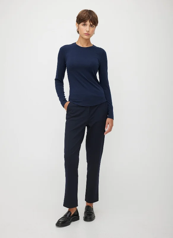 Kit Long Sleeve Crewneck Tee Notch Collar Peter Pan Collar Cowl Neck