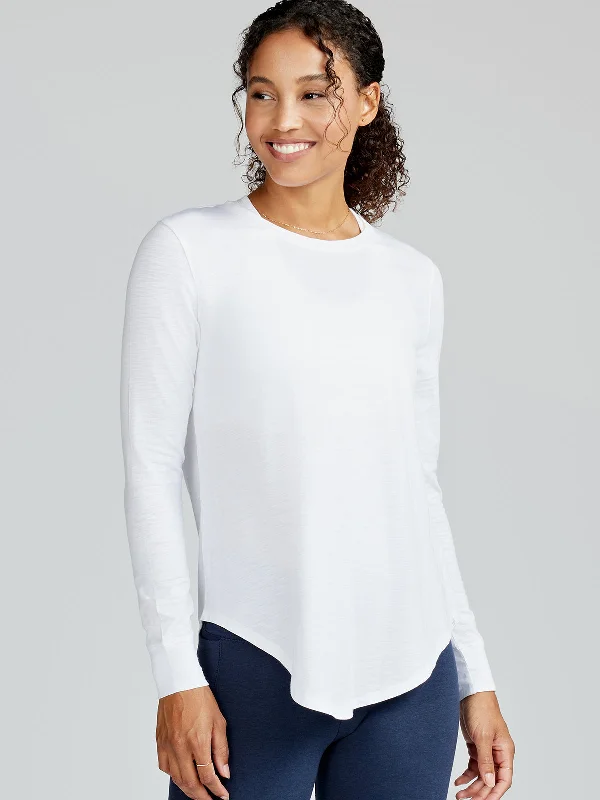 Longline Long Sleeve T-Shirt Layered Multi-layer Single Layer