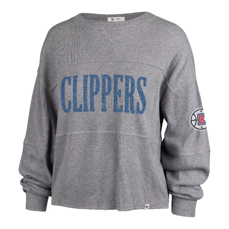 LOS ANGELES CLIPPERS '47 JADA LONG SLEEVE TEE WOMENS Wool Fabric Cashmere Fabric Tweed Fabric LOS ANGELES CLIPPERS '47 JADA LONG SLEEVE TEE WOMENS Wool Fabric Cashmere Fabric Tweed Fabric