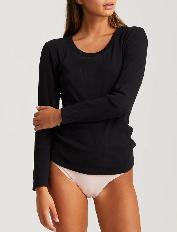 Milla Rib Shelf Bra Long Sleeve Tee Oversized T-Shirt Spandex breathable