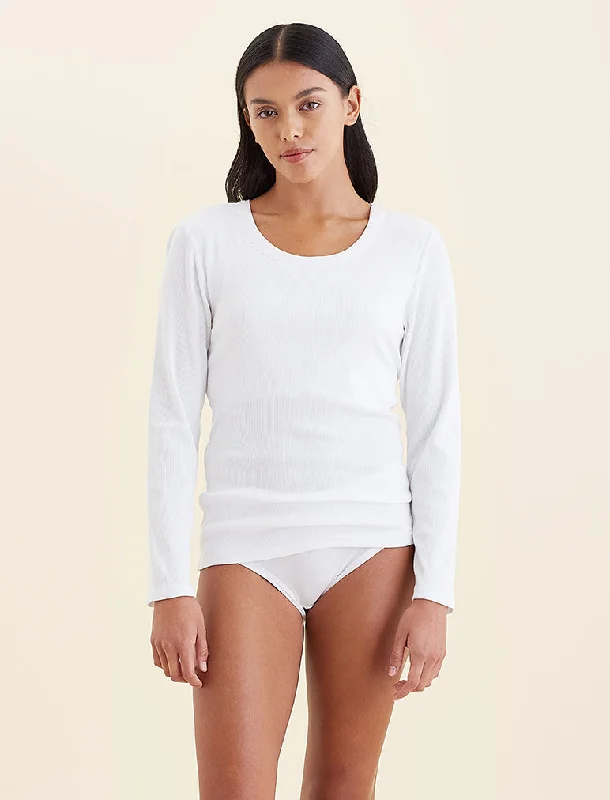Milla Rib Shelf Bra Long Sleeve Tee Collared Crew Neck Turtle Neck