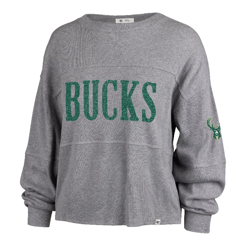 MILWAUKEE BUCKS '47 JADA LONG SLEEVE TEE WOMENS Ribbed T-Shirt High Neck Heavyweight MILWAUKEE BUCKS '47 JADA LONG SLEEVE TEE WOMENS Ribbed T-Shirt High Neck Heavyweight