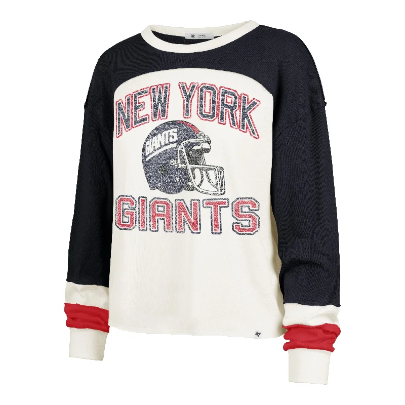 NEW YORK GIANTS HISTORIC GRIDIRON CURVE '47 TONI LONG SLEEVE TEE WOMENS Polka Dot Checkered Tartan NEW YORK GIANTS HISTORIC GRIDIRON CURVE '47 TONI LONG SLEEVE TEE WOMENS Polka Dot Checkered Tartan