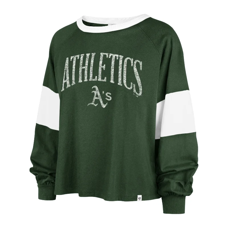 OAKLAND ATHLETICS UPSIDE '47 RHEA LONG SLEEVE TEE WOMEN Zippered Front Buttoned Front Snap Front