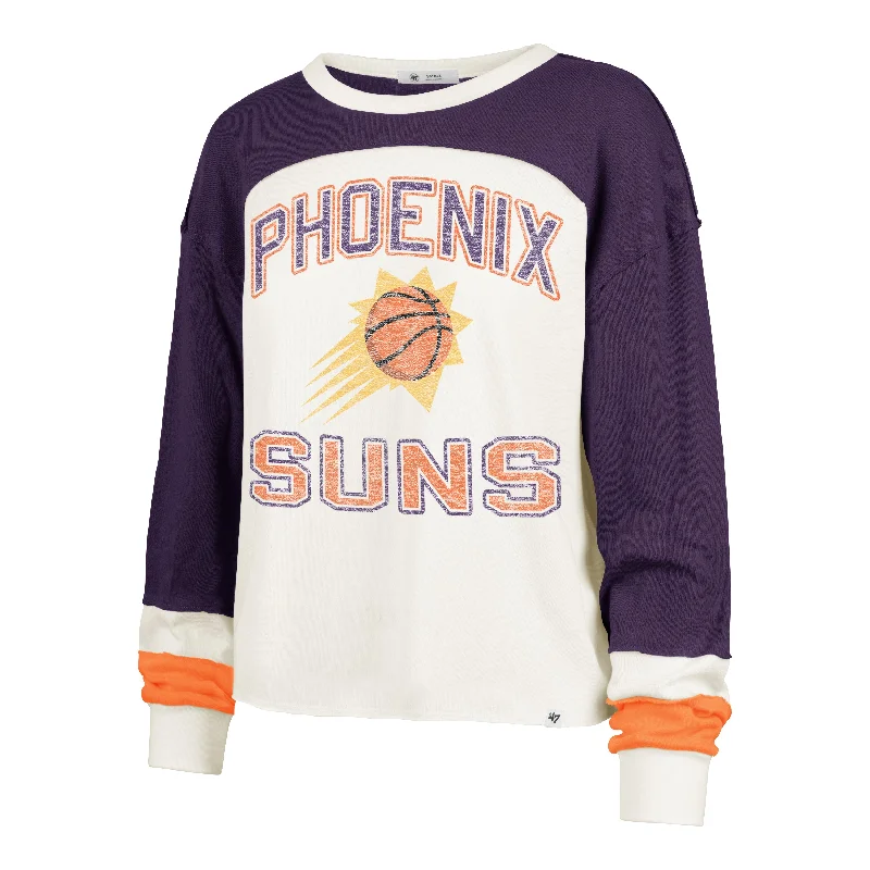 PHOENIX SUNS ARENA CURVE '47 TONI LONG SLEEVE TEE WOMENS Lace Blend Ribbed Blend Corduroy Blend PHOENIX SUNS ARENA CURVE '47 TONI LONG SLEEVE TEE WOMENS Lace Blend Ribbed Blend Corduroy Blend