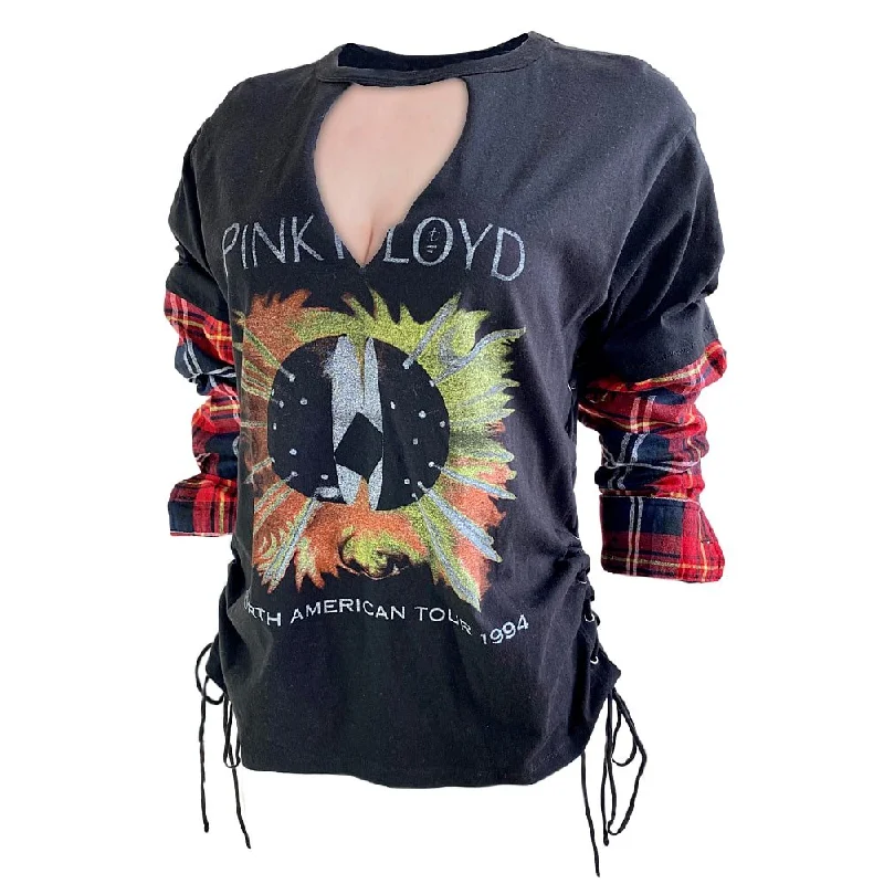 Pink Floyd Women’s Tee/Flannel Mashup Layered Multi-layer Single Layer