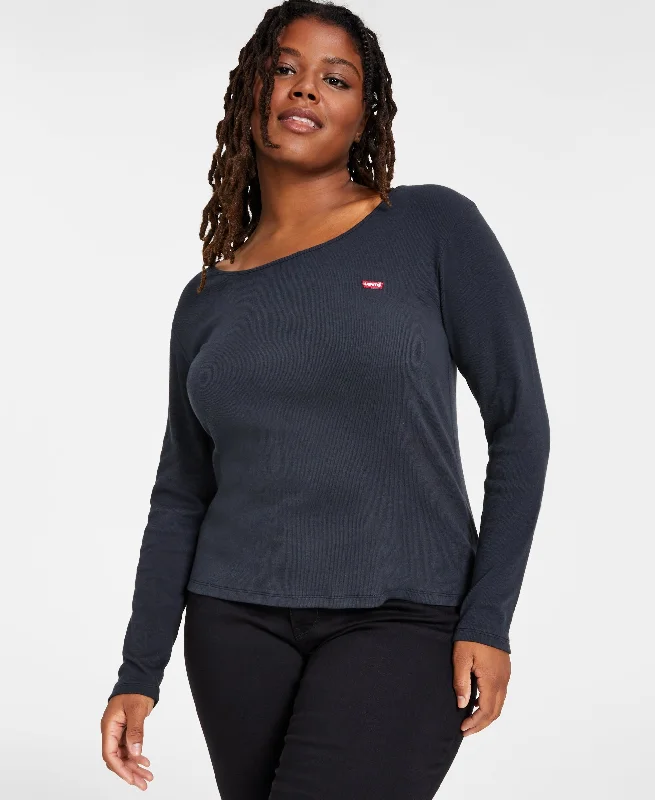 Plus Size Honey Long Sleeve T-Shirt Basic T-Shirt Crew Neck Short Sleeve