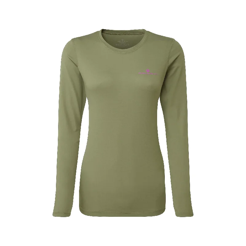 Ronhill | Women's Core L/S Tee - Woodland Satin Fabric Silk Fabric Chiffon Fabric