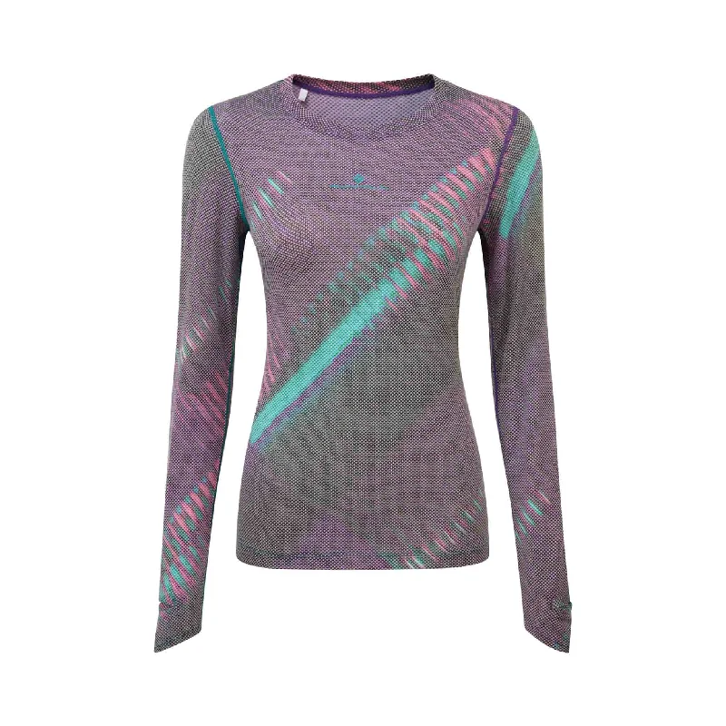 Ronhill | Women's Tech Golden Hour L/S Tee - Multi Light Reflection Zippered Front Buttoned Front Snap Front Ronhill | Women's Tech Golden Hour L/S Tee - Multi Light Reflection Zippered Front Buttoned Front Snap Front