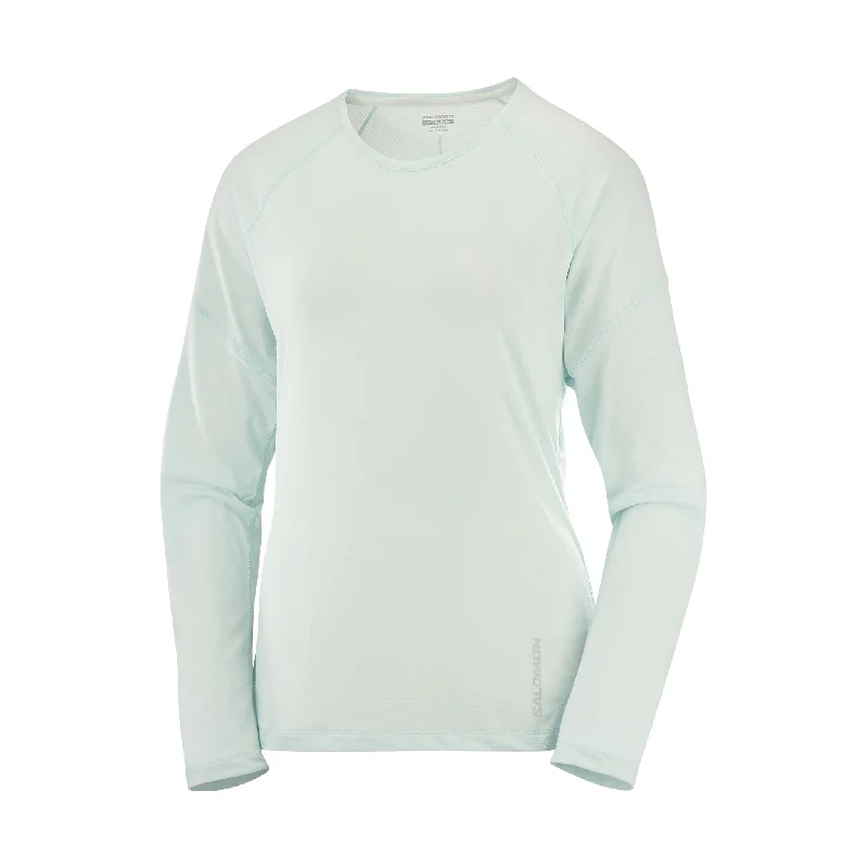 Salomon | Women's Cross Run Long Sleeve T-Shirt - Misty Blue Mesh Fabric Canvas Fabric Denim Fabric Salomon | Women's Cross Run Long Sleeve T-Shirt - Misty Blue Mesh Fabric Canvas Fabric Denim Fabric