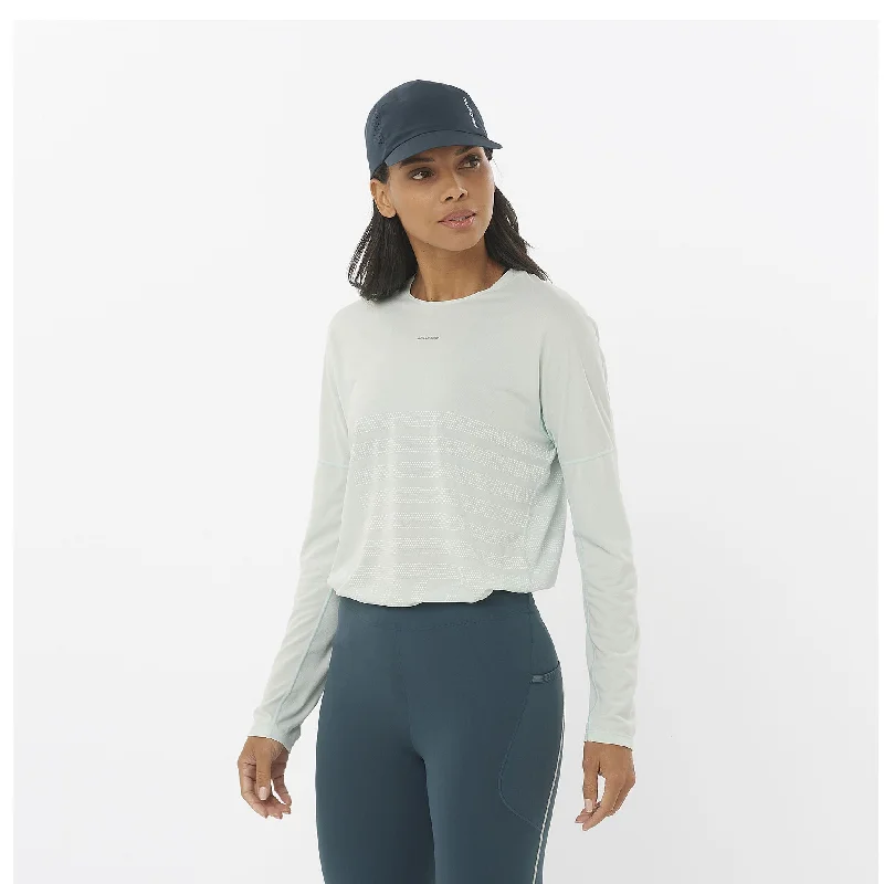 Salomon | Women's Sense Aero Graphic Long Sleeve T-Shirt Spandex Blend Rayon Blend Denim Blend Salomon | Women's Sense Aero Graphic Long Sleeve T-Shirt Spandex Blend Rayon Blend Denim Blend