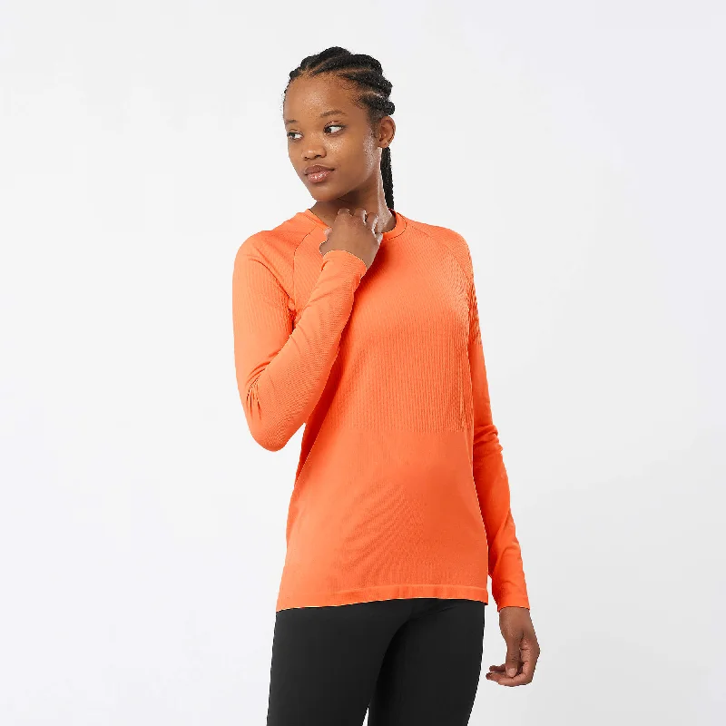 Salomon | Women's Sense Aero Long Sleeve T-Shirt - Burnt Ochre Layered Multi-layer Single Layer Salomon | Women's Sense Aero Long Sleeve T-Shirt - Burnt Ochre Layered Multi-layer Single Layer