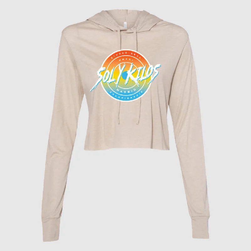 Sol y Kilos Cropped T-Shirt Hoodie (MAD-Heather Dust) Thin T-Shirt Open Front Quick Dry Sol y Kilos Cropped T-Shirt Hoodie (MAD-Heather Dust) Thin T-Shirt Open Front Quick Dry