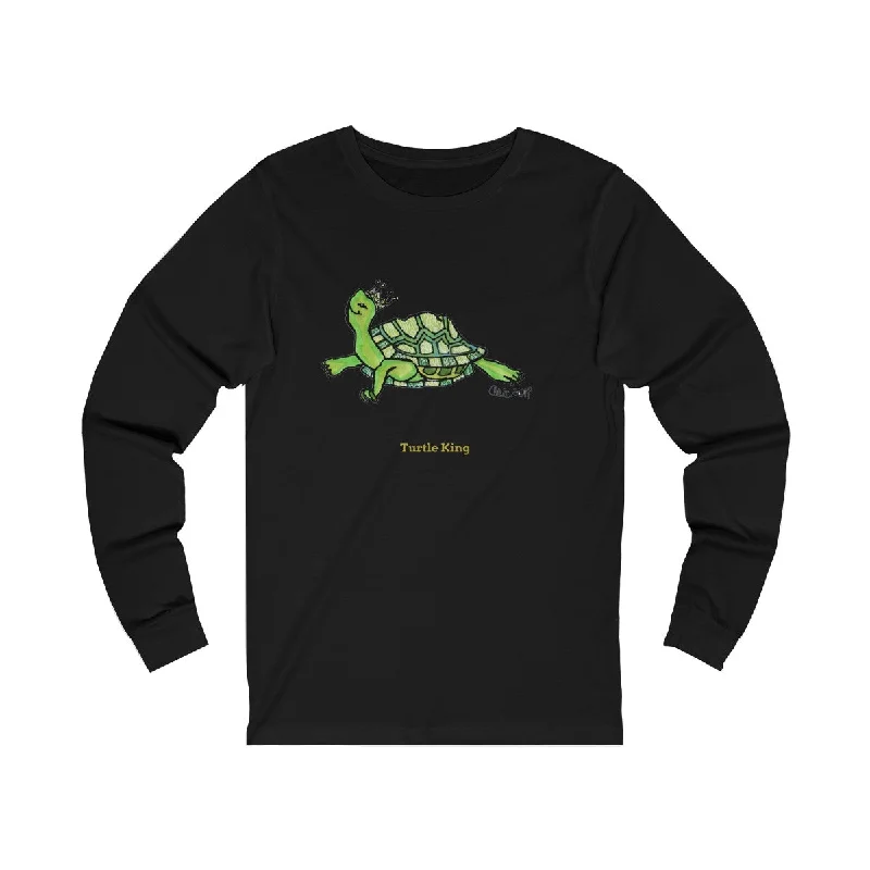 Turtle King Unisex Jersey Long Sleeve Tee Unisex T-Shirt, Made in USA (Size: X-2XL) Houndstooth Herringbone Solid