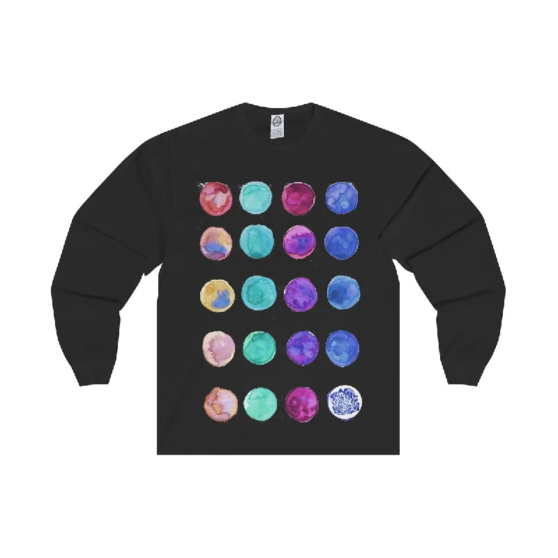 Polka Dots Unisex Designer Premium Long Sleeve Tee - Designed + Made in USA Hooded Caped Shawl Collar Polka Dots Unisex Designer Premium Long Sleeve Tee - Designed + Made in USA Hooded Caped Shawl Collar