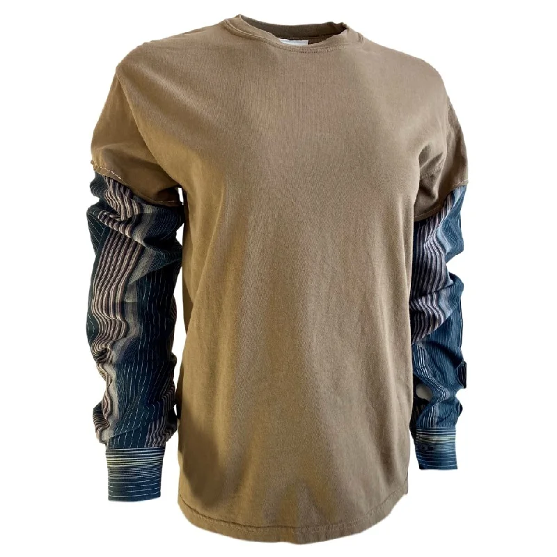 Classic Unisex Tee w/Button Cuff Cotton Sleeves Spandex Blend Rayon Blend Denim Blend Classic Unisex Tee w/Button Cuff Cotton Sleeves Spandex Blend Rayon Blend Denim Blend