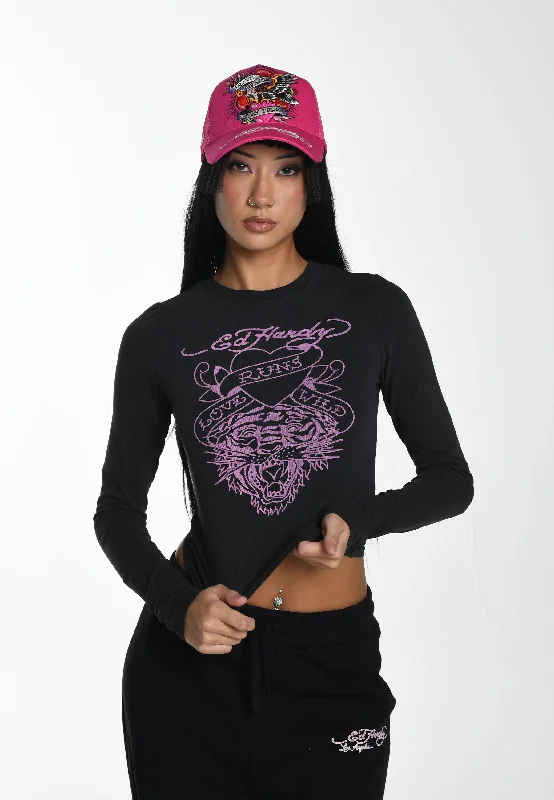 Womens Love Runs Wild Long sleeve T-Shirt - Charcoal Satin Fabric Silk Fabric Chiffon Fabric Womens Love Runs Wild Long sleeve T-Shirt - Charcoal Satin Fabric Silk Fabric Chiffon Fabric