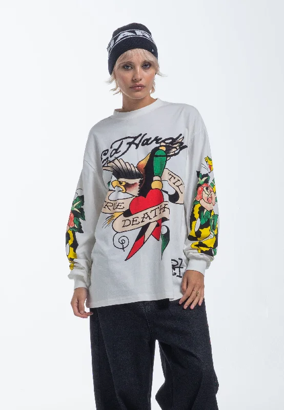 Womens True-Till-Rose-Snake Long sleeve T-Shirt - White Mesh Fabric Canvas Fabric Denim Fabric Womens True-Till-Rose-Snake Long sleeve T-Shirt - White Mesh Fabric Canvas Fabric Denim Fabric