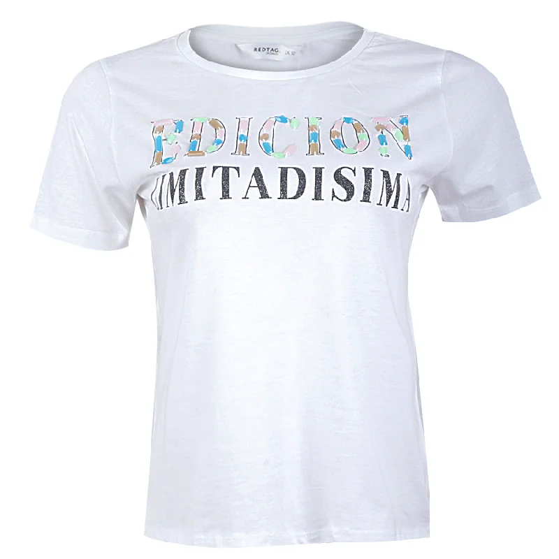 REDTAG White T-Shirt Lace Blend Ribbed Blend Corduroy Blend