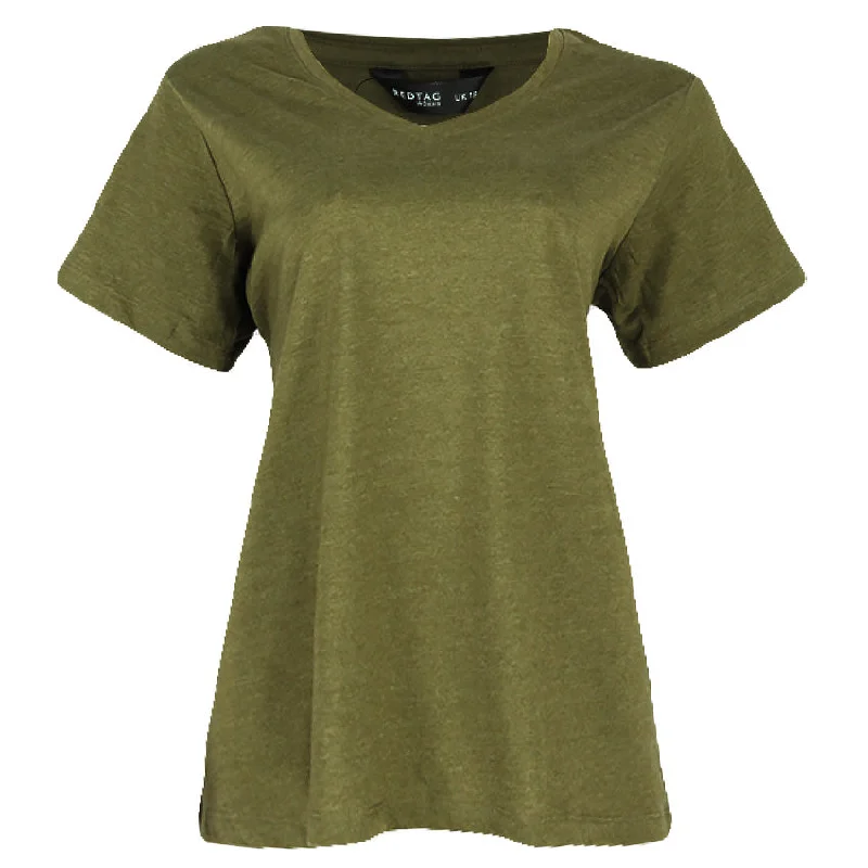 REDTAG Pale Green Casual T-Shirt Zippered Buttoned Snapped