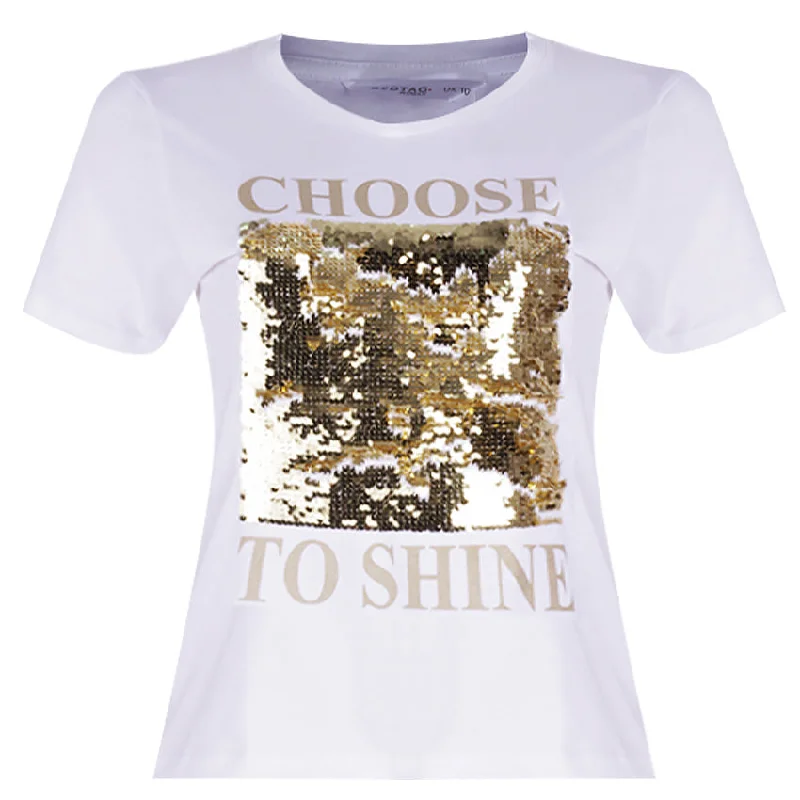 REDTAG Women's White Casual T-Shirts Elegant Classic Vintage
