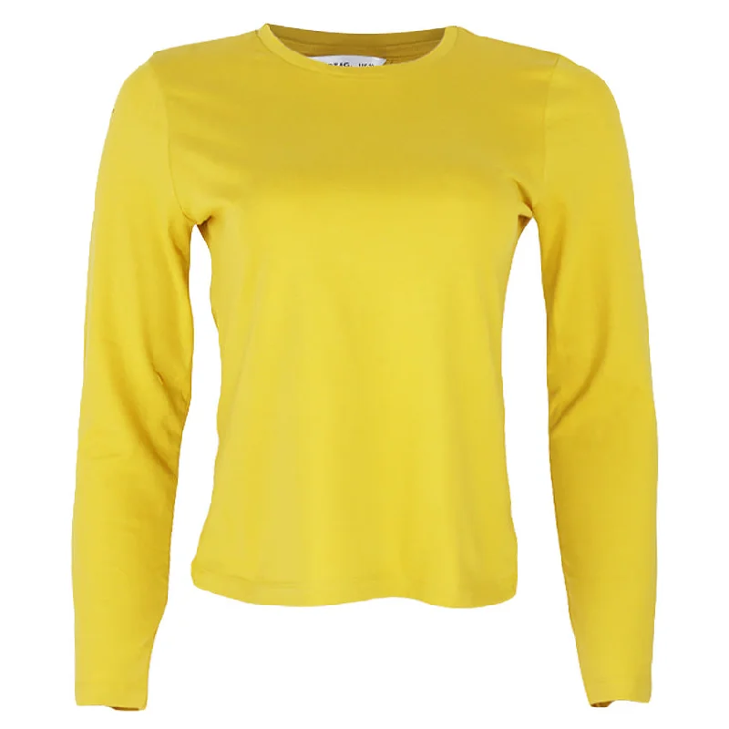 REDTAG Women's Yellow Casual T-Shirts Asymmetrical Pockets Print