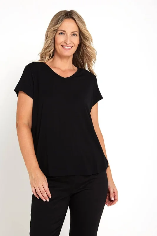 Bamboo Tee - Black Mesh Blend Leather Blend Suede Blend